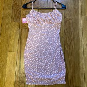 Pink Floral Fitted Dress